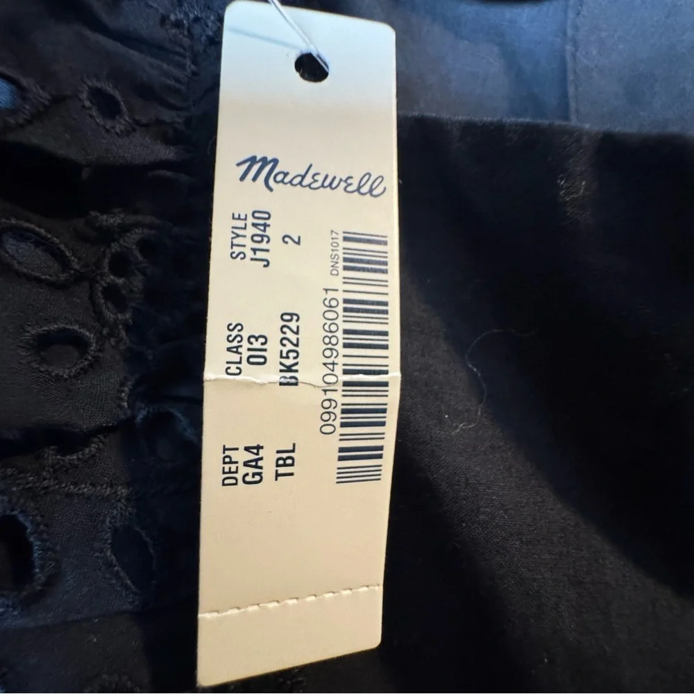 Madewell Black Eyelet Frilled-Strap Jumpsuit 100% cotton Romper‎ Size 2 NWT